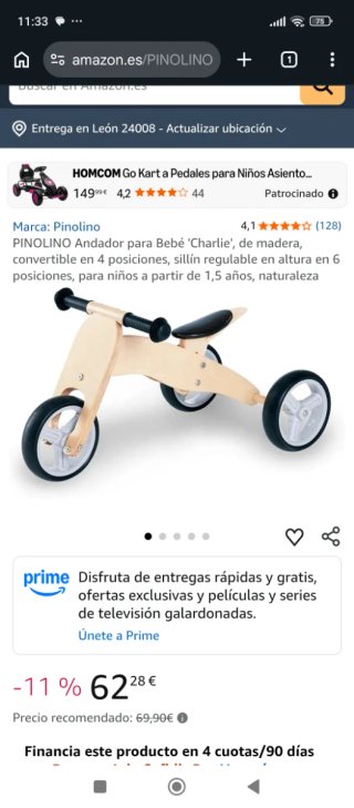 Bici sin pedales Pinolino Charlie