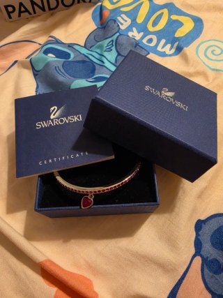 Pulsera Swarovski Corazón Rojo y Plata