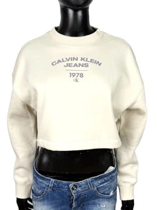Calvin Klein Jeans Felpa Donna XS Beige Cropped