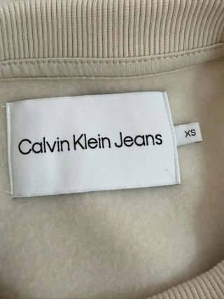 Calvin Klein Jeans Felpa Donna XS Beige Cropped