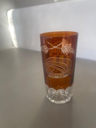 Vaso antiguo FC Barcelona C.F.B. tallado