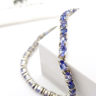 Pulsera Plata Tanzanitas Naturales Ovaladas