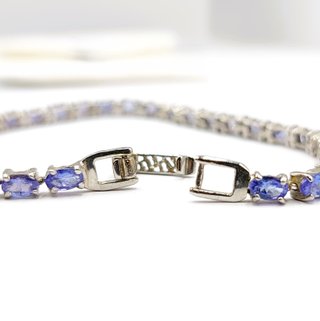 Pulsera Plata Tanzanitas Naturales Ovaladas