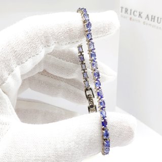 Pulsera Plata Tanzanitas Naturales Ovaladas
