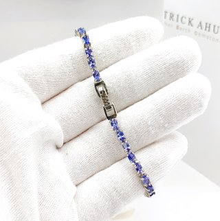 Pulsera Plata Tanzanitas Naturales Ovaladas