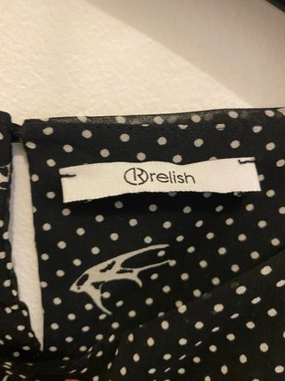 Vestito nero con pois e uccellini