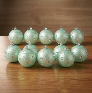 Lote 11 Bolas Navidad Verdes Grandes
