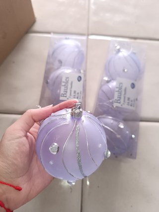 Lote 11 Bolas Navidad Moradas Grandes