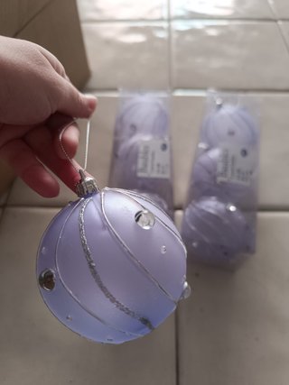 Lote 11 Bolas Navidad Moradas Grandes