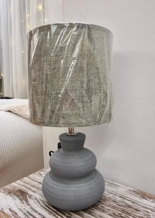 Pack 2 Lámparas Cerámica Gris Mesita Noche nuevas