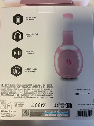 Auriculares Bluetooth Music Sound Rosa