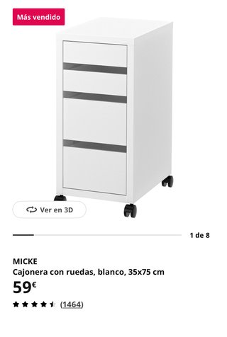 Cajonera MICKE Ikea Blanca