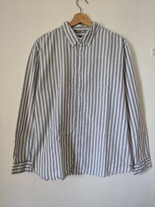 Camisa Lefties Rayas Gris y Blanca Regular Fit