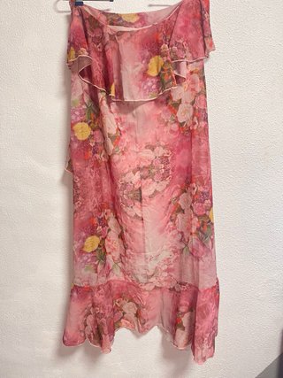 Falda larga floral volantes