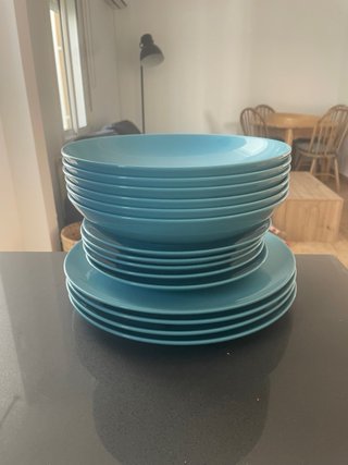 Vajilla IKEA Azul Cerámica