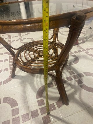 Mesa centro mimbre bambú cristal