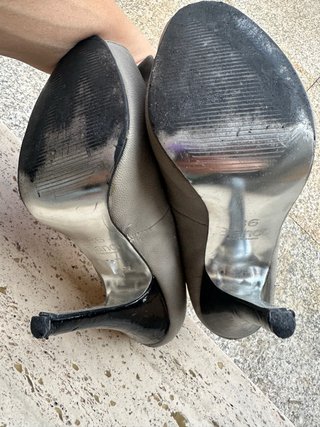Zapatos de tacón Blanco grises con lazo talla 36