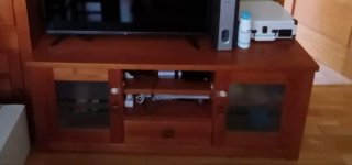 Mueble bajo TV madera y cristal