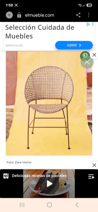 Sillón ratán y hierro Zara Home nuevo