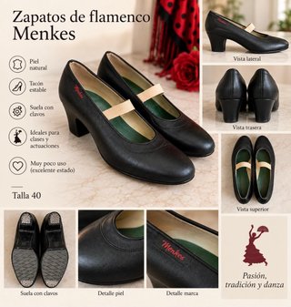 Zapatos Flamenco Menkes Talla 40 Negros