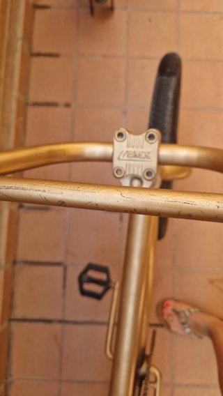 Bicicleta BMX con pintura dorada para trucos