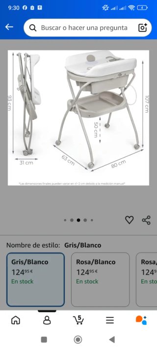 Bañera cambiador para bebé