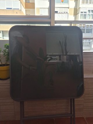 Mesa Terraza Plegable Cristal y Aluminio