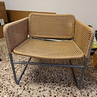 Sillón IKEA Beige/Gris Metal/Mimbre