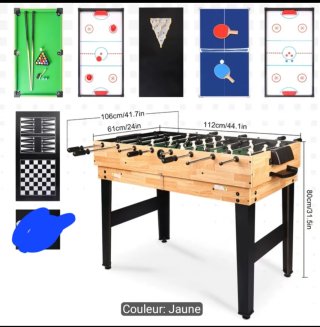 Mesa Multijuegos 7 en 1 Futbolín Billar Hockey