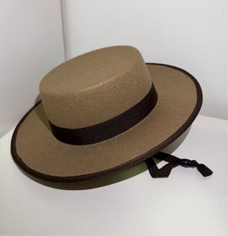 Sombrero de ala ancha beige y marrón