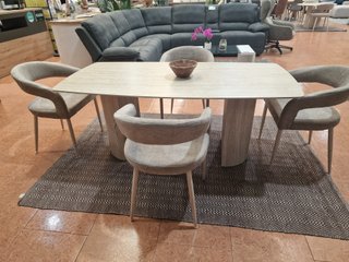 Mesa Comedor Petra Efecto Mármol y 4 Sillas