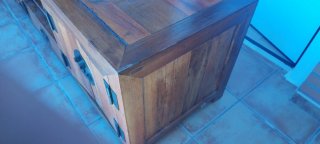 Mueble TV madera maciza estilo oriental marron