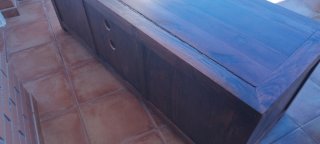 Mueble TV madera maciza estilo oriental marron