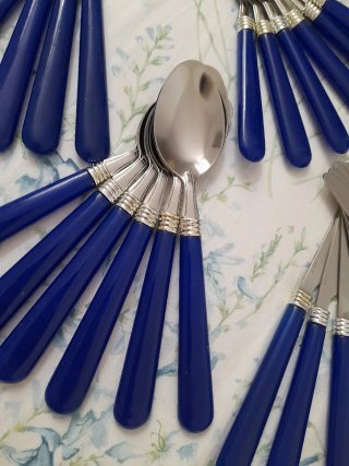 Set 24 posate blu e argento