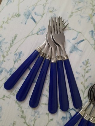 Set 24 posate blu e argento
