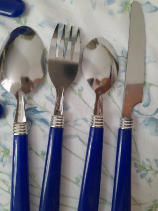 Set 24 posate blu e argento