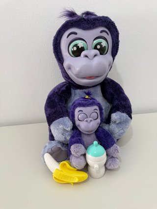 Mono Mamá y Bebé Interactivo Morado