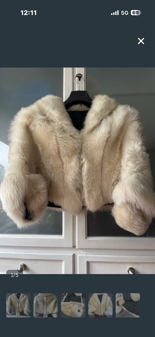 Estola de piel beige/blanca talla única