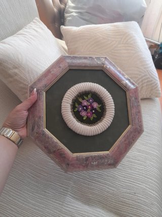 Cuadro Vintage Flores Moradas y Verdes