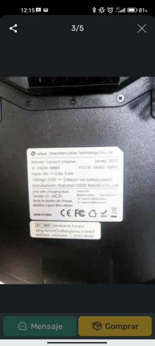 Robot aspirador Lefant averiado