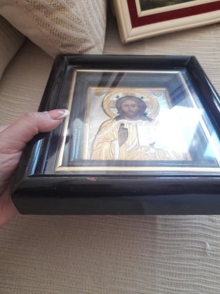 Icono religioso de Jesucristo enmarcado