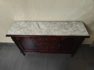 Mueble aparador antiguo madera y mármol