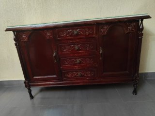 Mueble aparador antiguo madera y mármol
