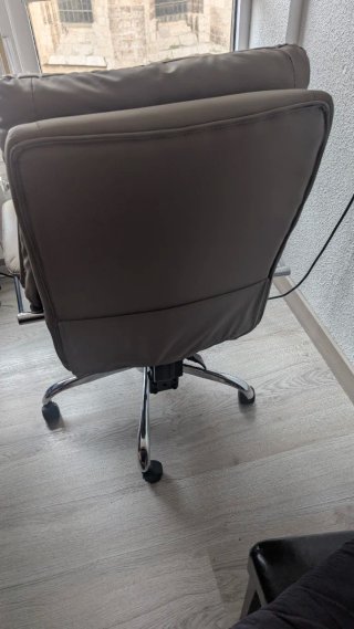 Silla Ejecutiva Ergonómica Beige Cuero Sintético