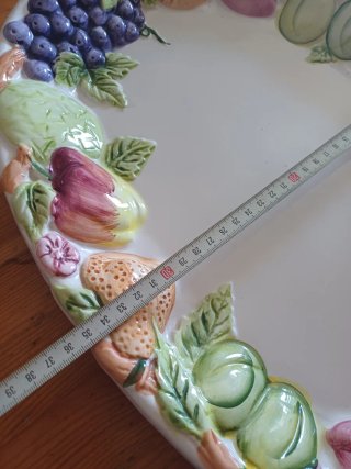 Fuente cerámica porcelana frutas vintage