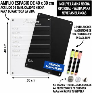 Pizarra Semanal Acrílica Transparente A3