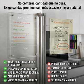 Pizarra Semanal Acrílica Transparente A3