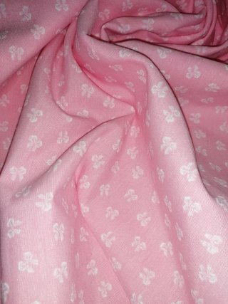 Scampolo tessuto rosa con fiorellini bianchi