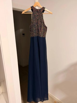 Vestido largo lentejuelas y azul