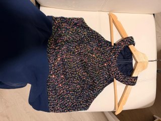 Vestido largo lentejuelas y azul